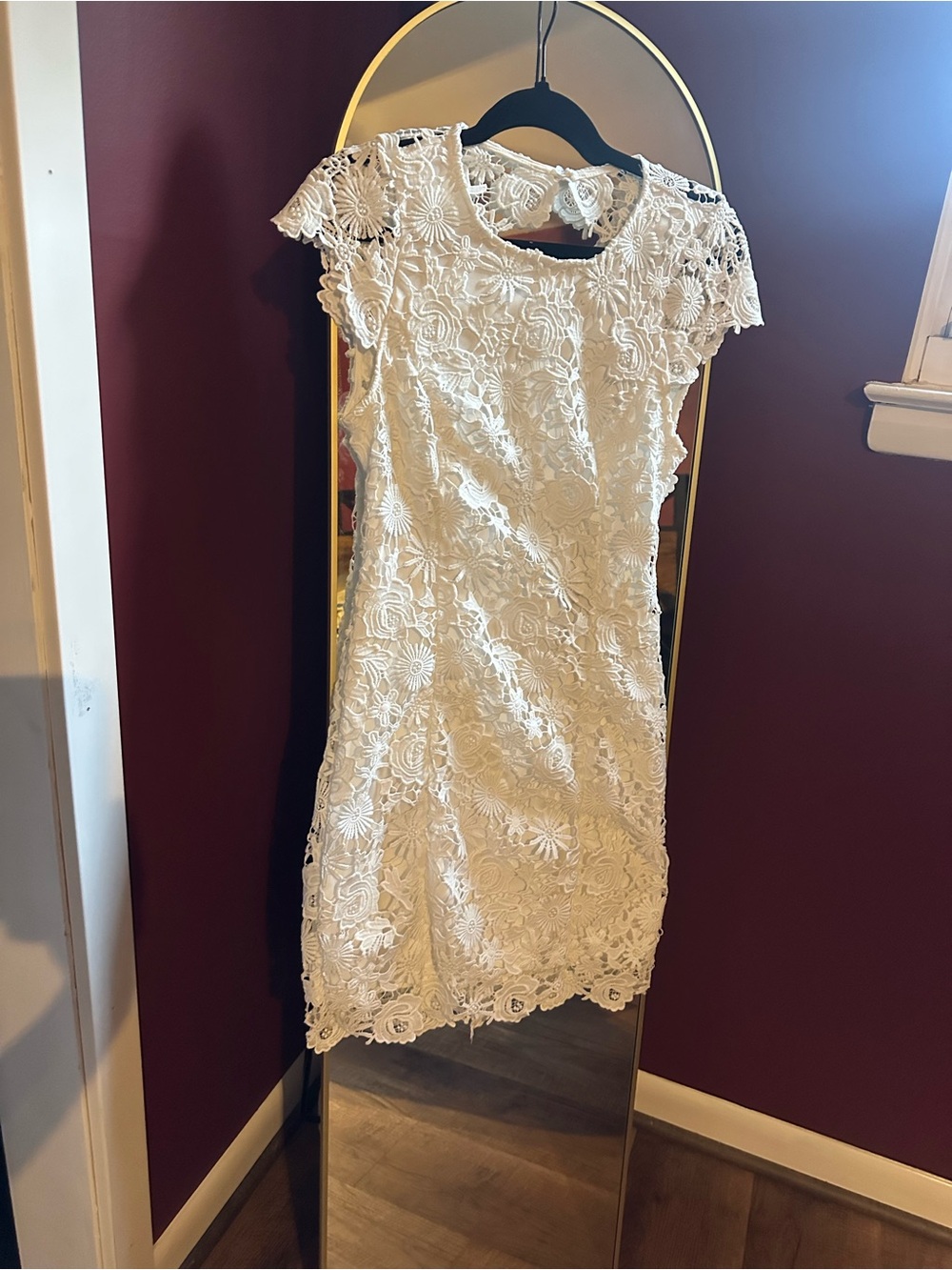 Lulu's White Floral Lace Cap-Sleeve Mini Dress